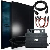 SUNNIVA Balkonkraftwerk 920W BIFAZIAL FULLBLACK komplett Steckdose, (ASTRO-E 800W Wechselrichter, PV Solaranlage, 2x 460W Glas-Glas Solarmodule, inkl. 5m Kabel, Bluetooth WIFI, Komplettset) schwarz