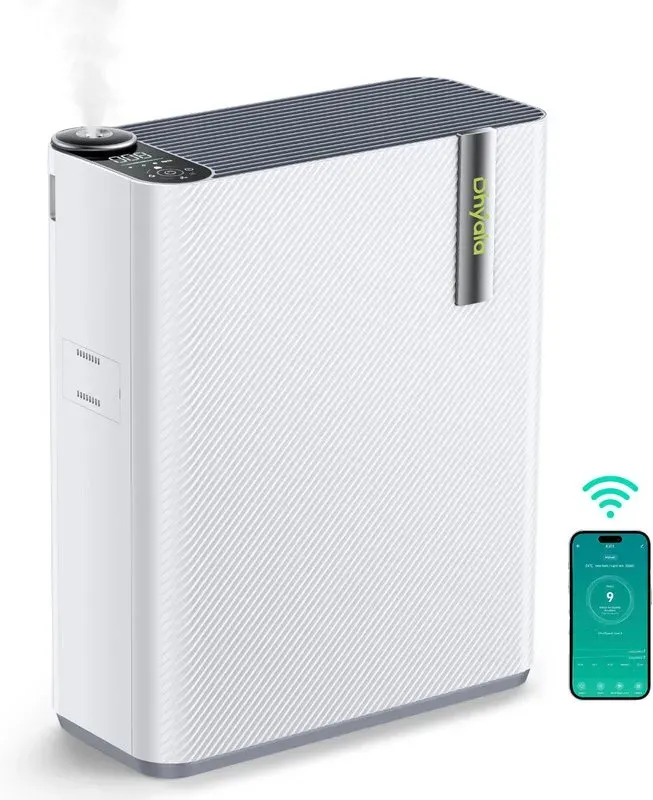 Dhyala Luftreiniger für große Räume bis zu 160 m2, echter HEPA-Filter (H13), intelligentes WLAN, Luftqualitätsüberwachung, Schlafmodus, Timer, Beseitigung von Tiergerüchen, Staub und Rauch