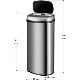 Juskys Automatik Mülleimer 70 l Silber