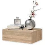 Stella Trading Livetastic Nachtschrank Sonoma Eiche Optik - Schwebender mit Schublade und viel Stauraum - 42 x 14 x 30 cm (B/H/T)