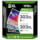 RUDGUZ 303XL für HP Envy Photo 6220 Drucker, A4, WLAN, beidseitig, automatisch, multifunktional (Fotodrucker, Scan, Kopieren) für PC und Smartphone, Schwarz