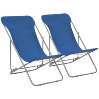 Ankonbej Klappbare Strandstühle 2 Stk. Stahl und Oxford-Gewebe Blau