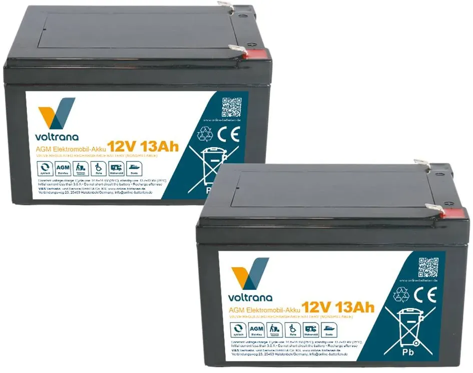 Elektromobil-Akku passend für E-Wheels Medical EW-M30 24V 2 x 12V 13Ah – Voltrana Ersatzakku