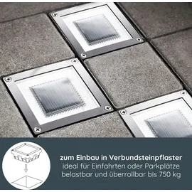 Melitec 3er Set Solar Bodenleuchte SEL05 – LED befahrbar, IP67, bis 750 kg, Edelstahl matt gebürstet, inkl. Akku