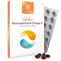 Healthspan Glucosamin & Omega 3 | Gelenkgesundheit | Zusätzliches Vitamin C | 400 mg Optiflex Glucosamin HCI | 300 mg Omega 3 Fischöl | hochgereinigt und nachhaltig angebaut | 120 Kapseln
