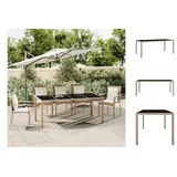 vidaXL Gartentisch mit Glasplatte Beige Poly Rattan & Hartglas