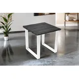 Esstisch 80x80 cm Baumkante Holz Grau-Optik U-Gestell Metall weiß JOSY - Grau