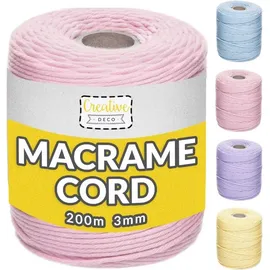 Creative Deco Makramee Garn Rosa 200 m