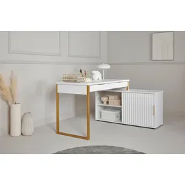 Jahnke Eckschreibtisch Carve Weiß / Gold