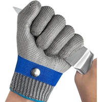 OKAWADACH Schnittfeste Handschuhe, Schnittschutzhandschuhe Kettenhandschuh Metzger Handschuhe Austernhandschuh Level 5 Schutz Metall Handschuhe für Küche, Holzschnitzen (Lx1pcs)