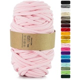 Netuno 1x Makramee Garn Rosa 9 mm 50 m Baumwollkordel mit Polyesterkern Dickes Garn Makramee Kordel aus Baumwolle Kordelband Naturkordel Makramee Kordel Makramee Faden Cotton Cord Macrame