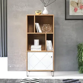trendteam Bücherregal 63 x 136 x 40 cm Weiß/Eiche