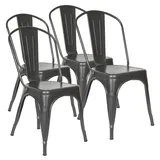 JEOBEST Barhocker Esszimmerstühle aus Metall, Bistrostuhl, Industry-Design, 4 Stück im Set, Stapelbar grau