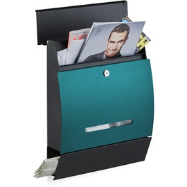 Relaxdays Design Briefkasten mit Zeitungsfach schwarz/grün