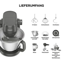 Kenwood Multi Tasker KHC30.070GY Grau inkl. Küchenmaschine + Mixer + Fleischwolf