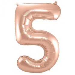 Folat XL Folienballon Zahl 5 in rose-gold, 86 cm, 1 Stück, Helium Ballon (unbefüllt)