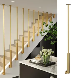 CHZDPP Geländer Treppengeländer Anpassbare Treppenbaluster Eisen Schwarz für Innen, Moderne Deck Baluster für Häuser Dekorativ, Gold/Weiß Geländersäule für Dachboden/Korridor(Gold,1.2m/47.2in/3.9ft)