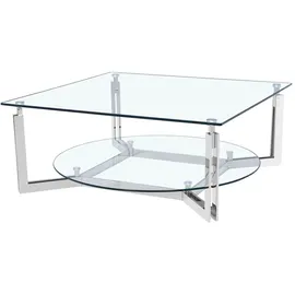 LEONIQUE »Milano«, Couchtisch, quadratisch, Glas, Chrom, Sicherheitsglas, 100x100x41