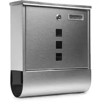 Grafner Grafner® Edelstahl Briefkasten mit Zeitungsrolle und 3 Sichtfenstern