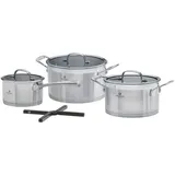 CHEF CUISINE Topfset, 3-tlg., Ø 16/20/24 cm, Glasdeckel, Topf-Untersetzer, Edelstahl, Aluminiumkern, Rostfrei, Pflegeleicht, Geschmacksneutral