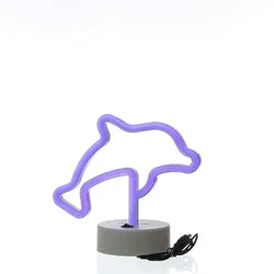 SATISFIRE LED Neonlicht DELFIN Neonschild Leuchtfigur USB Batterie 19cm blau