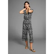 LAURA SCOTT LAURA SCOTT, Damen, Gr. 40, N-Gr, schwarz (schwarz, gemustert), Single Jersey, Obermaterial: 95% Viskose, 5% Elasthan, gemustert, figurbetont ca. Mitte Wade, V-Ausschnitt, Overalls Jumpsuit, mit V-Ausschnitt