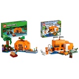 LEGO 21248 Minecraft Die Kürbisfarm Set, baubares Spielzeug-Haus mit Frosch, Boot & 21178 Minecraft Die Fuchs-Lodge, Spielzeug für Jungen und Mädchen