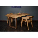 tømmermann Baumkantentisch Esszimmertisch Massivholz Esstisch Holz Massiv Schreibtisch Tisch, Handgefertigt 160 cm