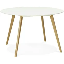 Kadima Design Esstisch, Holz, Rund, Ø 120 cm, Skandi-Stil, Weiß. 120x120x75 cm