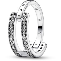 Pandora Signature Logo & Pavé Doppelband-Ring aus Sterling Silber