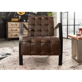 Massivmoebel24 Sessel Echtleder 64x76x83 braun Iron Label 14
