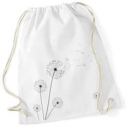 Autiga Turnbeutel Turnbeutel Pusteblume Blume Hipster Beutel Tasche Jutebeutel Dandelion Gymsac weiß