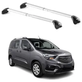 Aurilis OMAC Dachträger Gepäckträger für Opel Combo E 2018-2025 3-5 türige Alu Silber 2x ABE (2-St), Wasserbeständig,Abnehmbar,Multifunktional,Leichtgewichtig grau|silberfarben