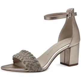 Marco Tozzi Damen Sandalen mit Absatz Elegant Blockabsatz, Gold (Platinum comb), 38 EU