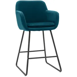 miliboo Barhocker aus petrol Stoff mit Samteffekt H65 cm (2er-Satz) AMIKA