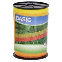 Kerbl 441524 BASIC Weidezaunband, Gelb/Orange, 4 Leiter, 200m Länge,