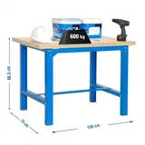 Proregal Werkbank Buffalo Wood | HxBxT 87x150x75cm | Traglast 600kg | Blau