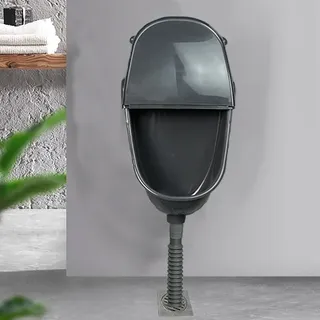 Wasserlose Urinale for Männer mit Deckel, Wandmontiertes Kunststoff-Urinal mit Manuellem Spülventil und Rohren for Garage, Schuppen, Hinterhof(Black)