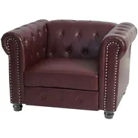 Mendler Luxus Sessel Loungesessel Relaxsessel Chesterfield Kunstleder runde Füße,