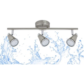 Trango 3-flammig IP44 LED Badleuchte - In matt-nickel - Dreh und schwenkbar - Als Flurlampe, WC Lampe, Deckenlampe, Spots - Inklusive 3x 5 W LED Leuchtmittel