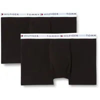 Tommy Hilfiger Jungen 2er Pack Boxershorts Trunks mit Logobund, Schwarz (Black/Black), 10-12 Jahre - 10-12 Jahre