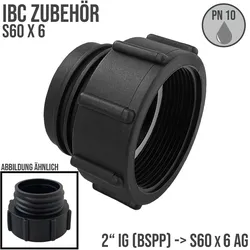 IBC Adapter 2 BSPP Innengewinde auf S60x6 Außengewinde Container Fass Tank Zube..."