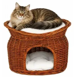 LIONTO Weidenkorb für Katze braun