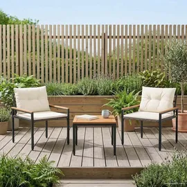 vidaXL Gartenmöbel-Set 3-tlg. Cremeweiß/Grau