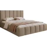 Selsey Polsterbett 140x200 cm, mit Bettkasten und Lattenrost, dunkelbeige - Beige