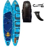 Runga-Boards Inflatable SUP-Board MARINO AIR 11.4 Stand Up Paddling SUP iSUP, All-Around-Fitness-Board, (Set 1, mit gepolsterten Trolley-Rucksack, Center-Finne und Coiled-Leash) Set 1