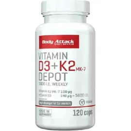 Body Attack Vitamin D3+K2 Depot Kapseln 120 St.