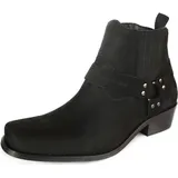 Leder Stiefelette Cowboy Modell 2000 - Schuhgröße: EUR 46 | Farbe: Schwarz - Schwarz - 46