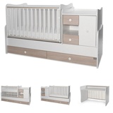 Lorelli Babybett, Jugendbett 3 in 1 Mini Max umbaubar, für 2 Kinder gleichzeitig weiß