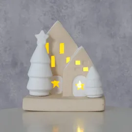 Boltze Dekofigur Haus Aus Stein Mit Led-beleuchtung, 10,5 Cm